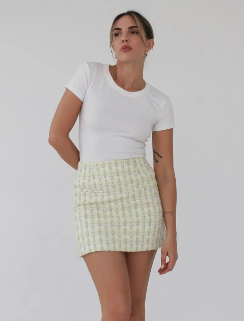Coco Mini Skirt | Limon Shimmer Tweed sold by Rumored product image thumbnail 3