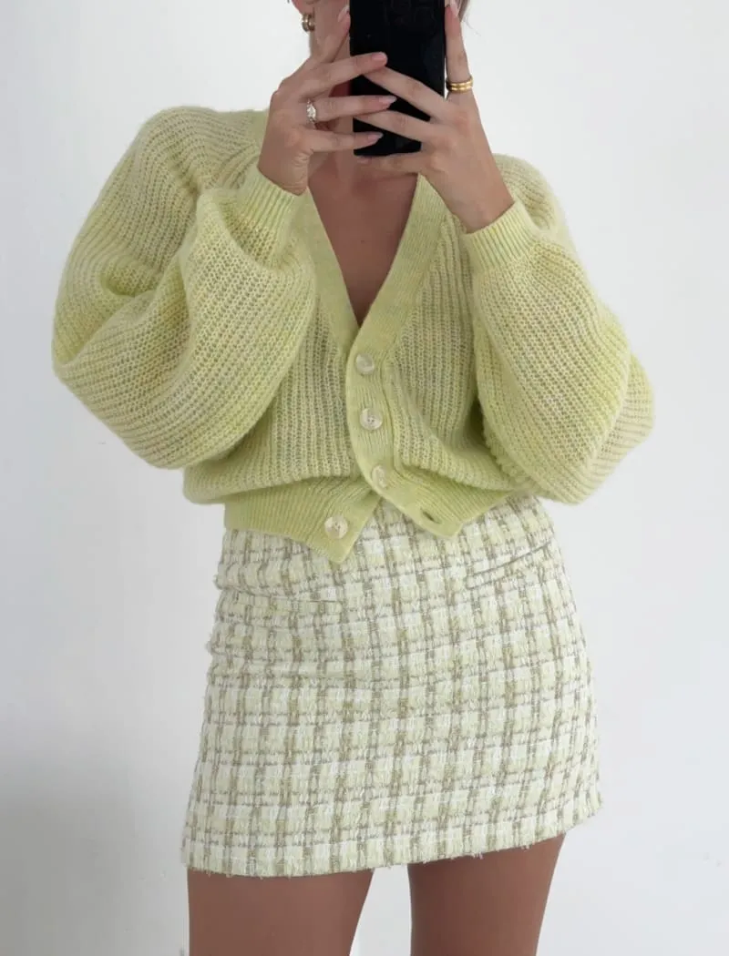 Coco Mini Skirt | Limon Shimmer Tweed sold by Rumored