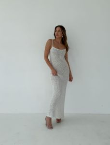 Palm Beach Maxi Dress | White Shimmer sold by Rumored