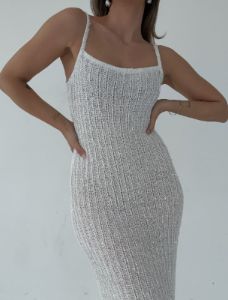 Palm Beach Maxi Dress | White Shimmer sold by Rumored