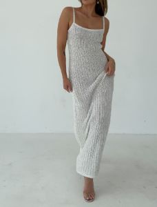 Palm Beach Maxi Dress | White Shimmer sold by Rumored