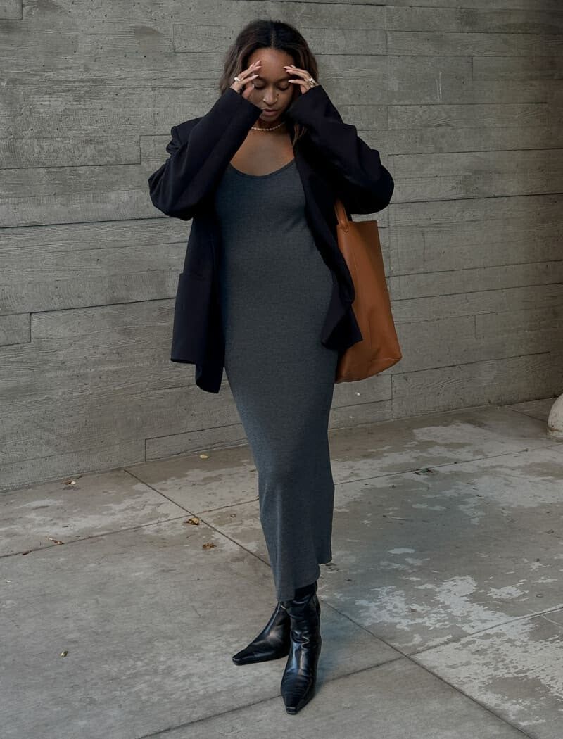 Effortless Midi Dress | Charcoal sold by Rumored product image thumbnail 5