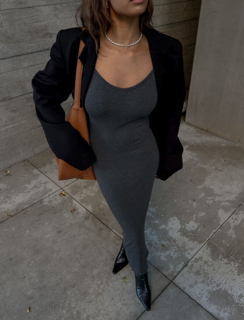 Effortless Midi Dress | Charcoal sold by Rumored