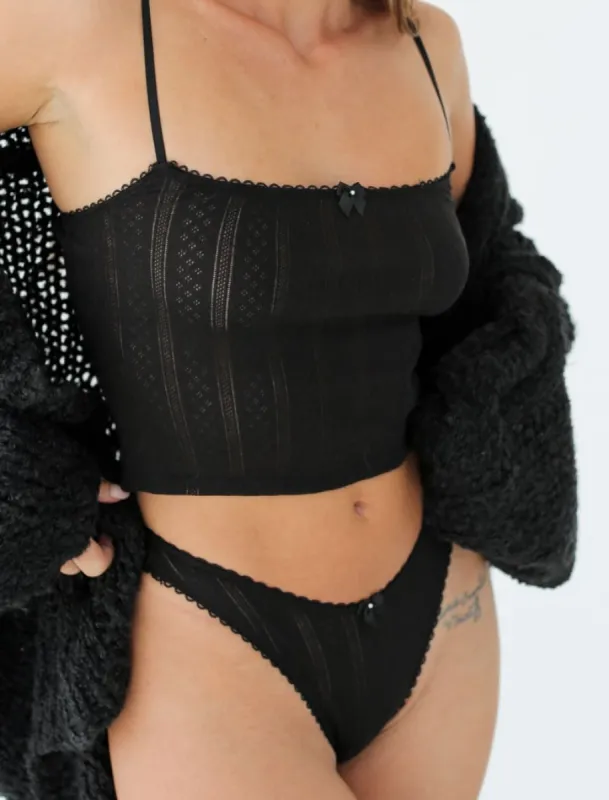 Topanga Tank | Black Pointelle sold by Rumored