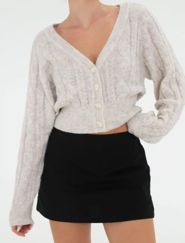 Frenchie Cardigan | Cream Cable sold by Rumored