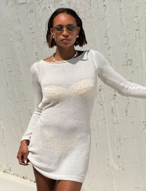 Sweet Talker Mini Dress | Slub White sold by Rumored