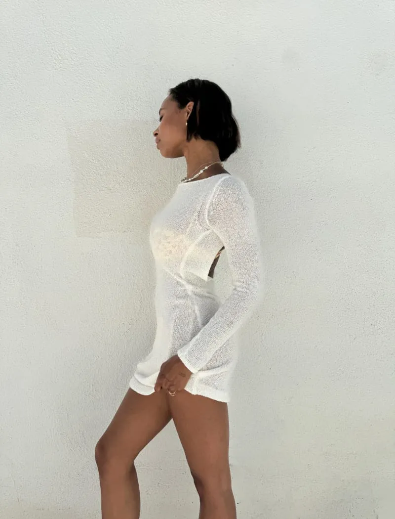 Sweet Talker Mini Dress | Slub White sold by Rumored product image thumbnail 4