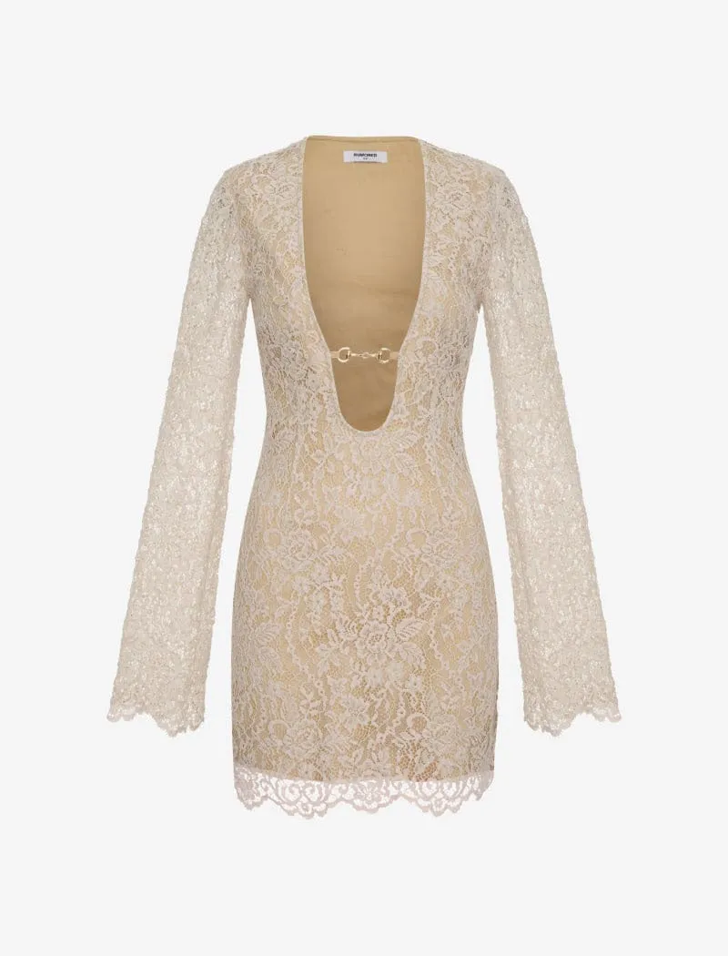 Fools Rush In Mini Dress | Cream Lace sold by Rumored product image thumbnail 2