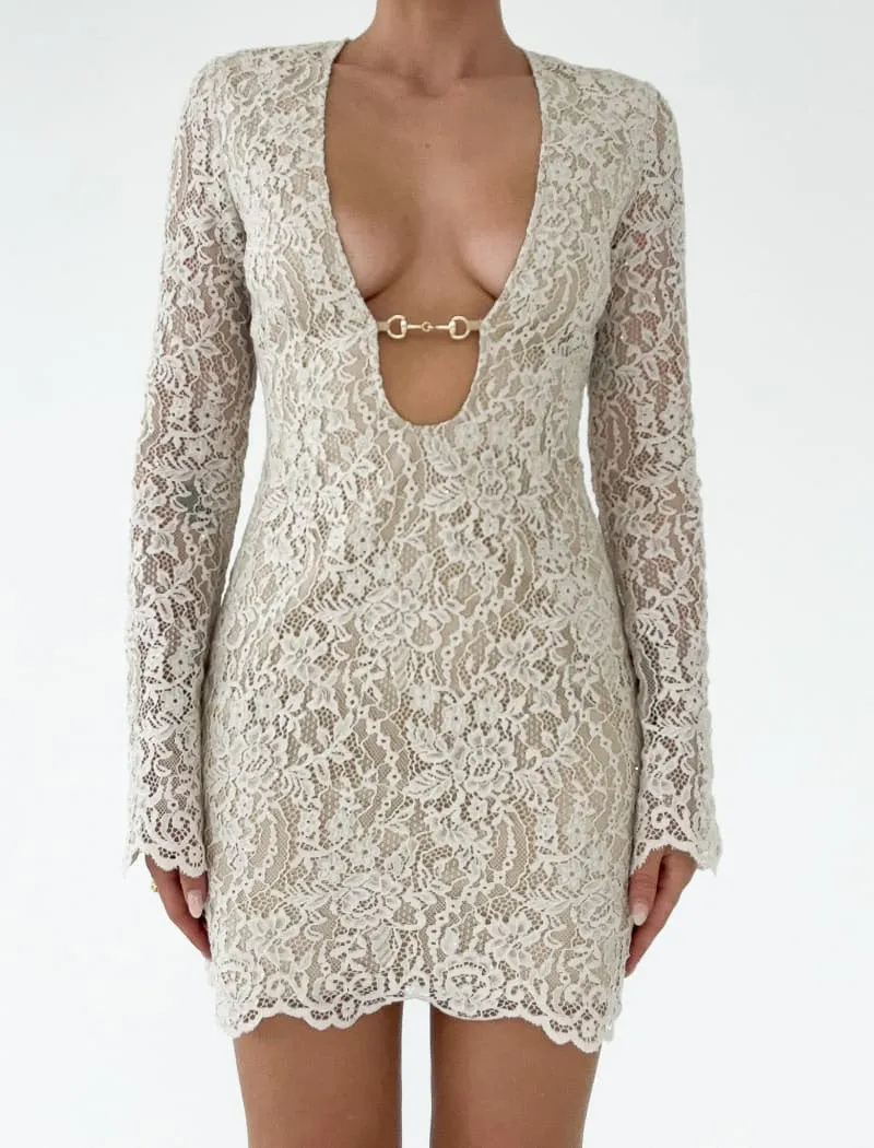 Fools Rush In Mini Dress | Cream Lace sold by Rumored product image thumbnail 4