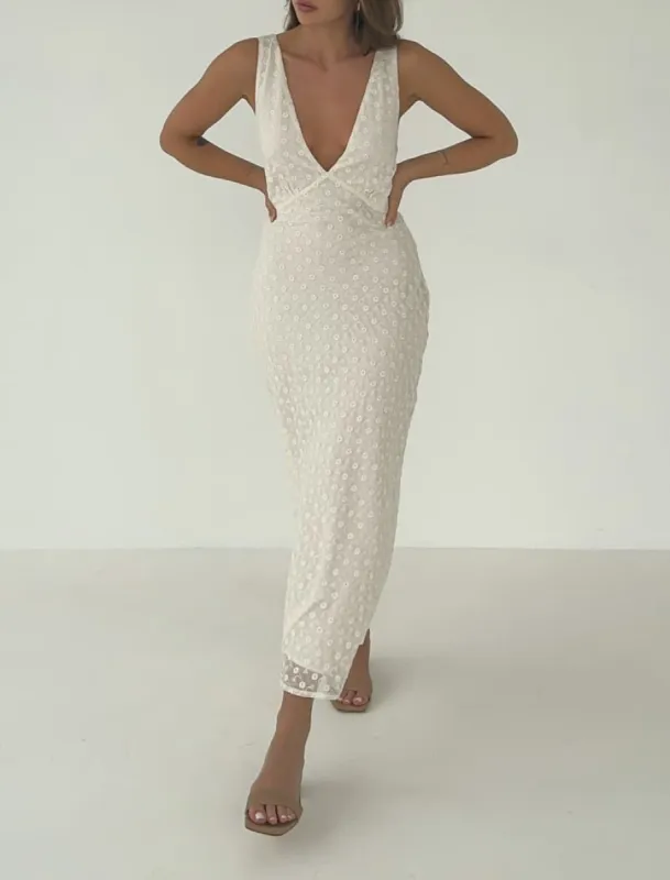 Daydream Midi Dress | Ivory Eyelet sold by Rumored