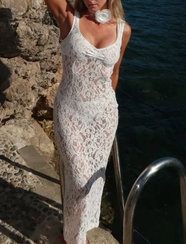 Chateau Midi Dress | White Lace sold by Rumored