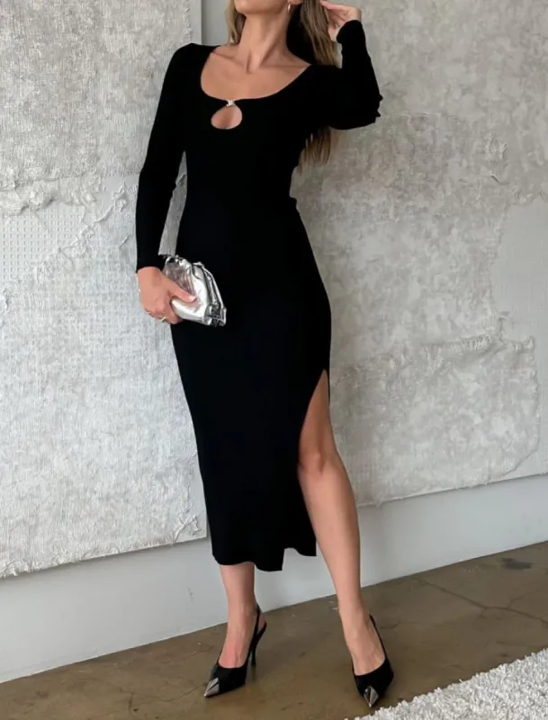 Skimmer Midi Dress | Black sold by Rumored