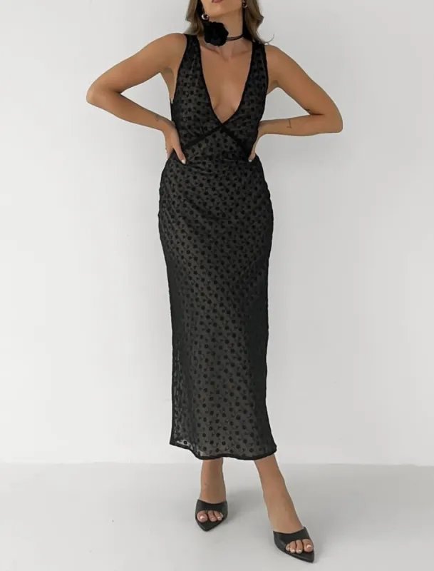Daydream Midi Dress | Black Eyelet sold by Rumored