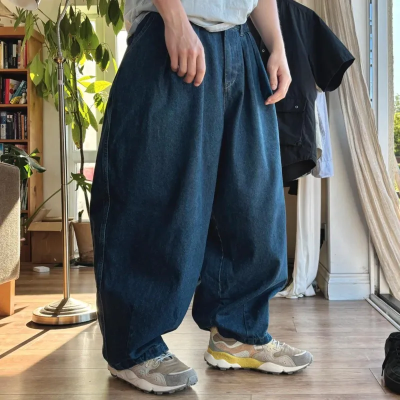 Anglan Denim Wide Balloon Pant Indigo L made by Anglan