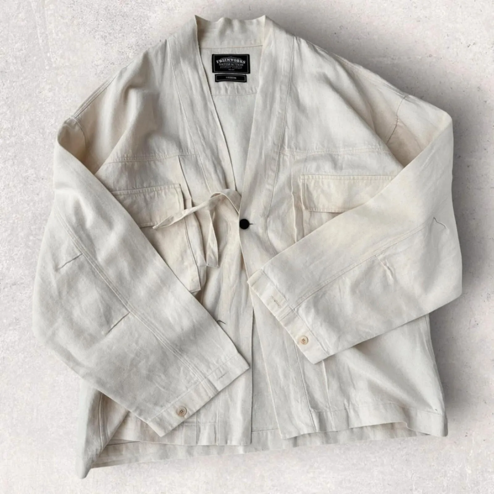 Frizmworks Linen Durumagi Jacket Natural M sold by WearHouse UK product image thumbnail 3