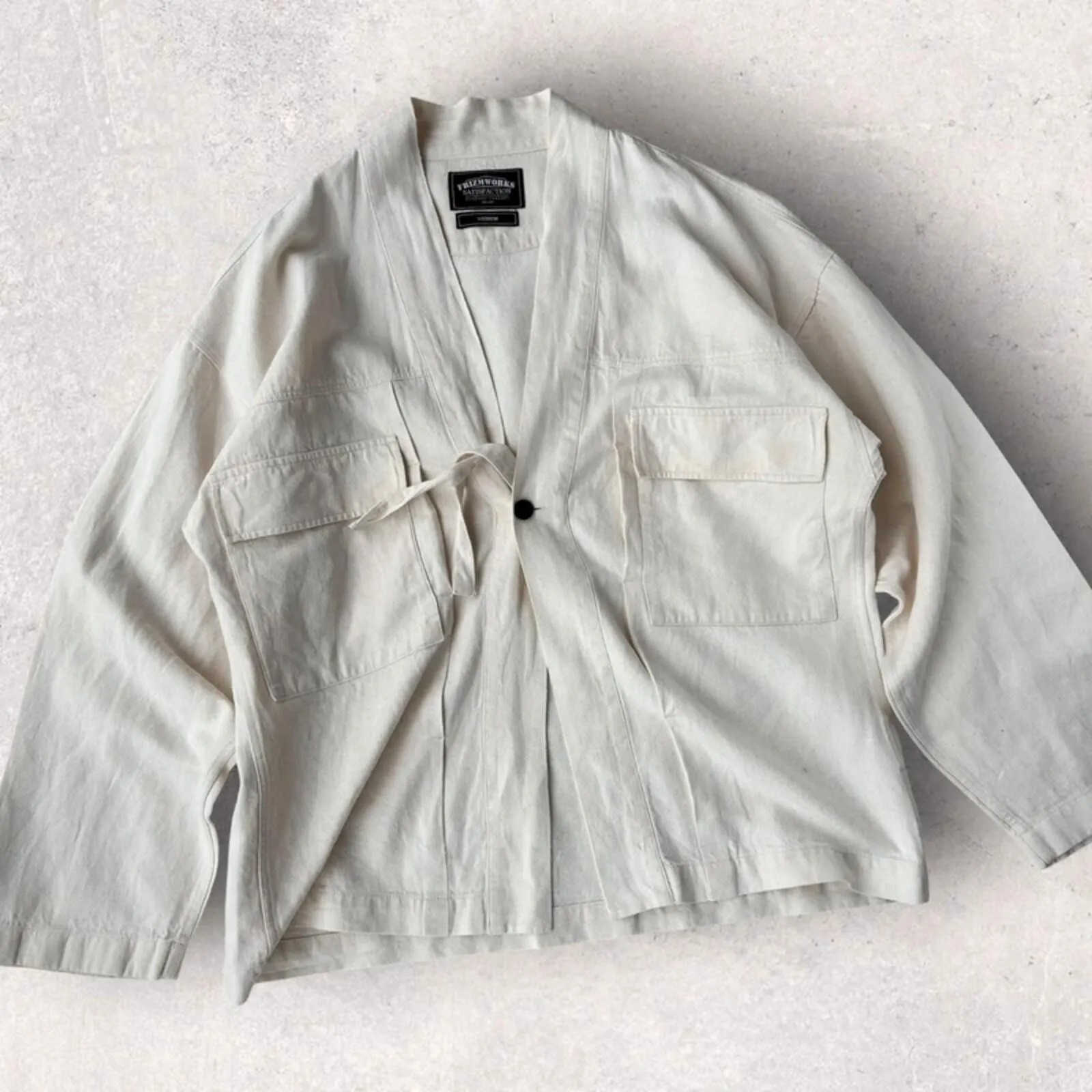 Frizmworks Linen Durumagi Jacket Natural M sold by WearHouse UK product image thumbnail 4