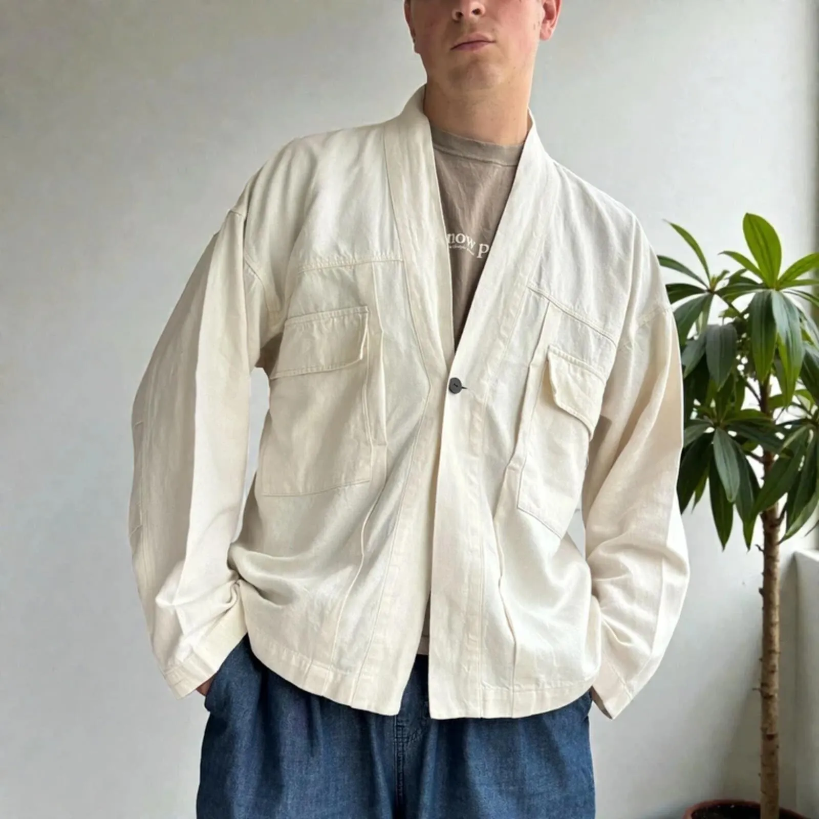 Frizmworks Linen Durumagi Jacket Natural M sold by WearHouse UK