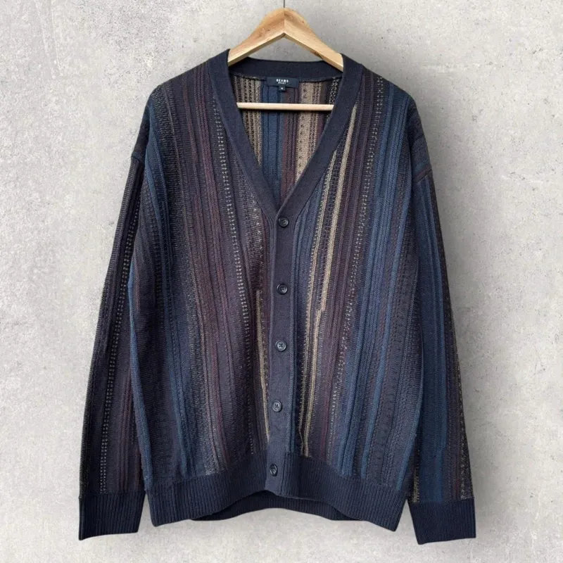 Beams Knit Cardigan Navy S Japan import made by Beams