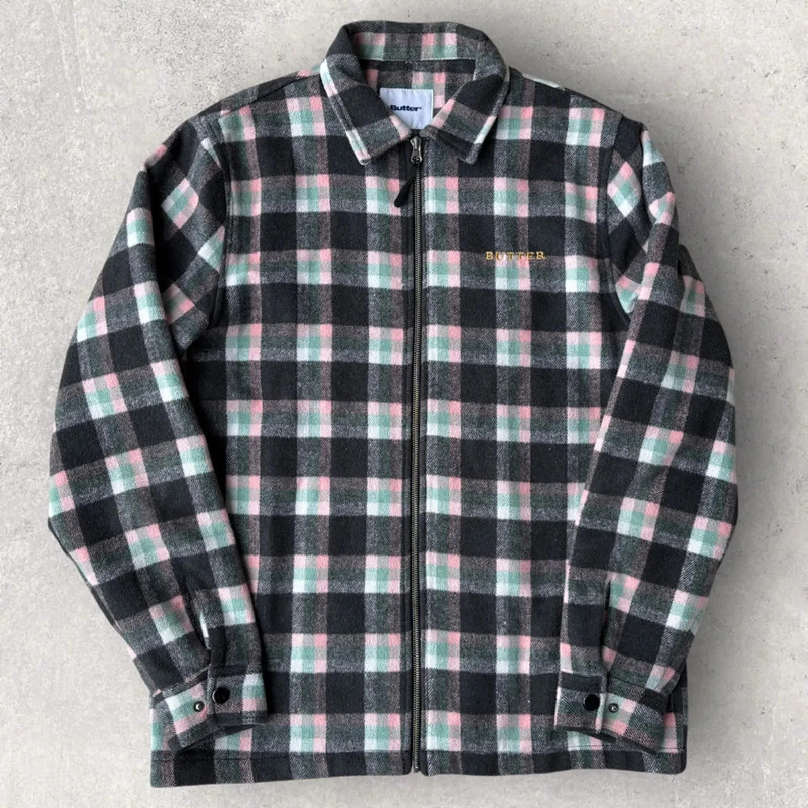 Butter Goods Flannel Plaid Zip Shirt Jacket – Grey – M sold by WearHouse UK product image thumbnail 5