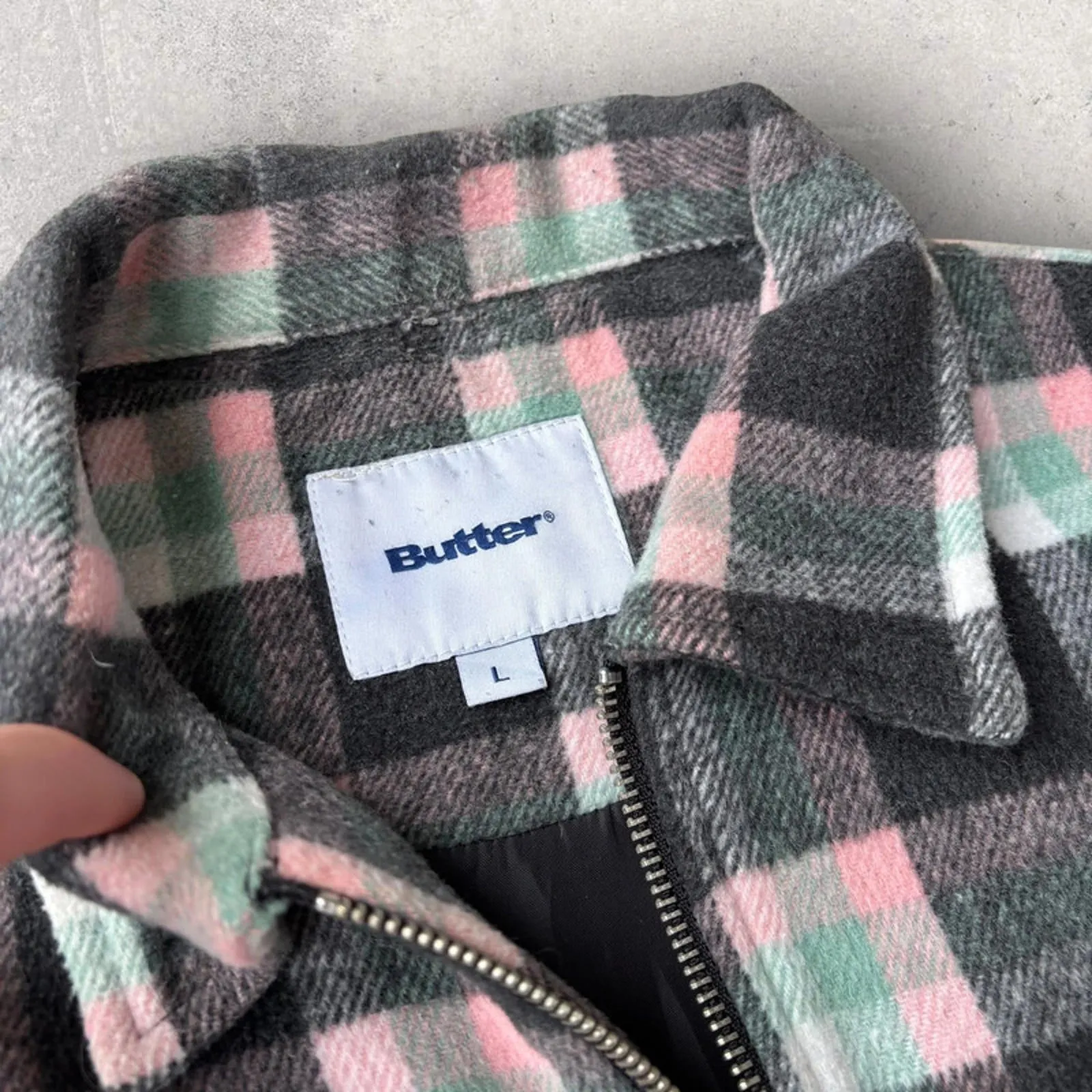 Butter Goods Flannel Plaid Zip Shirt Jacket – Grey – M sold by WearHouse UK product image thumbnail 4
