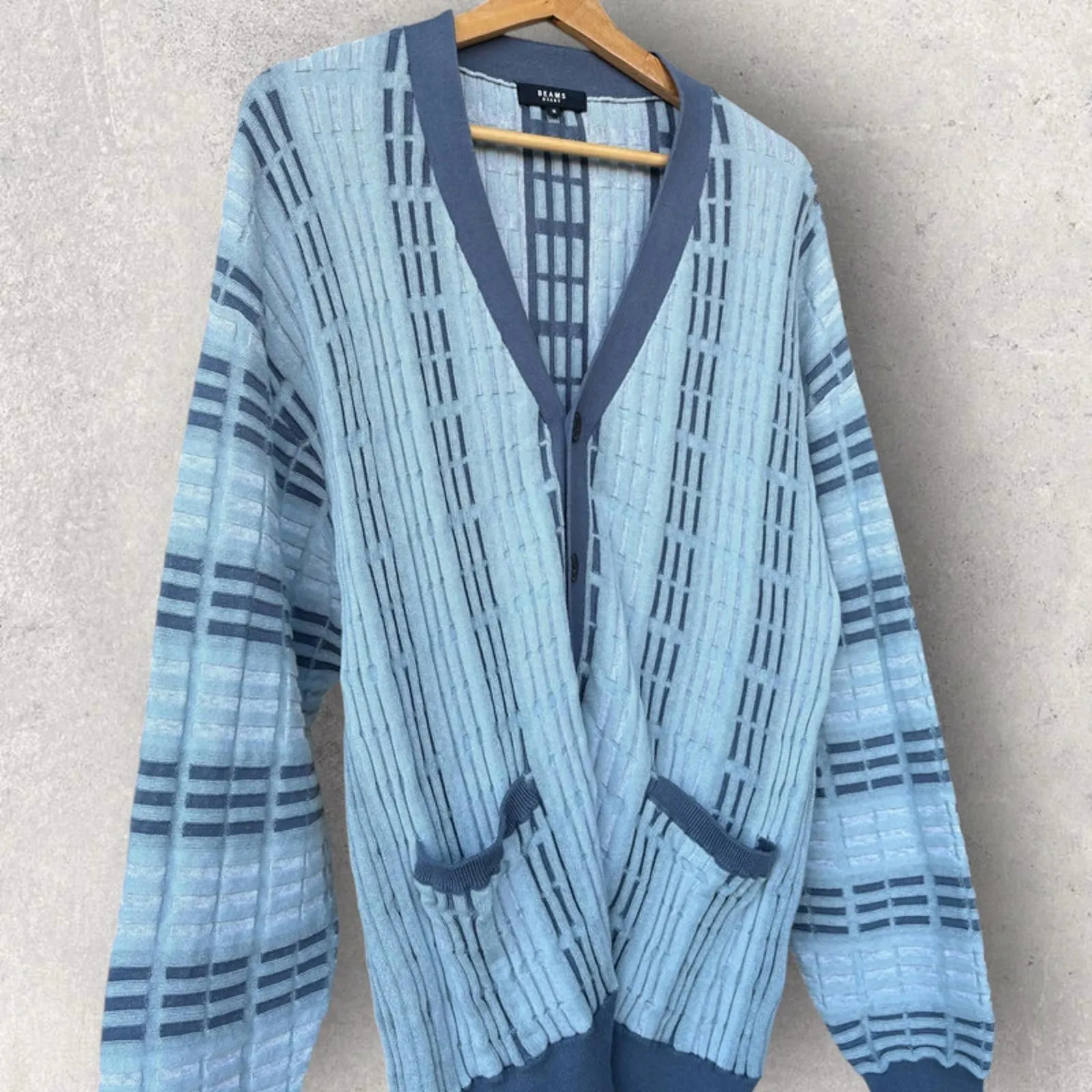 Beams Japan Waffle Cardigan Blue Size M sold by WearHouse UK product image thumbnail 3