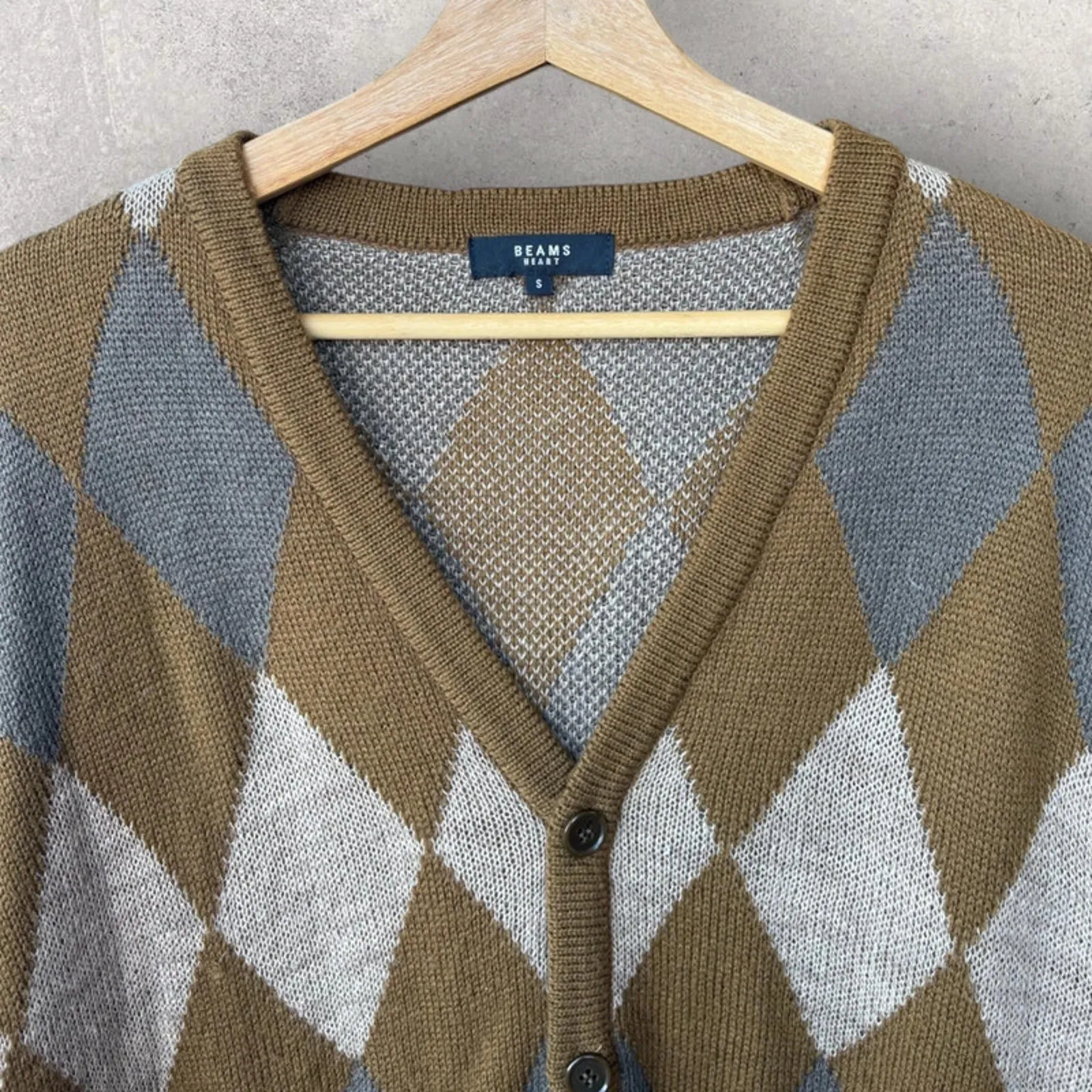 Beams Japan Diamond Knit Cardigan Brown Size S sold by WearHouse UK product image thumbnail 3