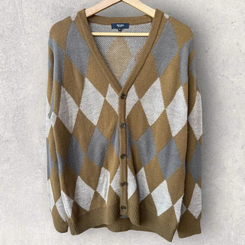 Beams Japan Diamond Knit Cardigan Brown Size S made by BEAMS PLUS