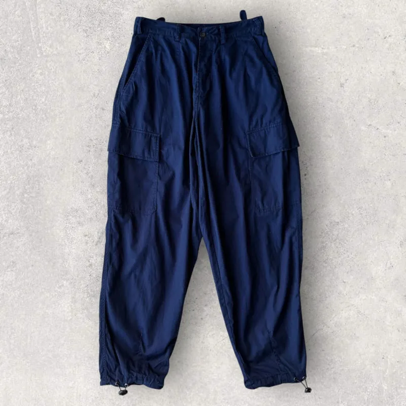 Universal Works Cotton Cargo Wide Trouser Navy W28 made by Universal Works