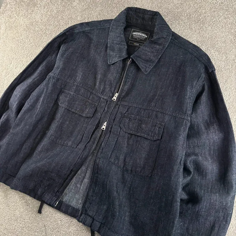Frizmworks Linen Boxy Overshirt Indigo M sold by WearHouse UK product image thumbnail 5