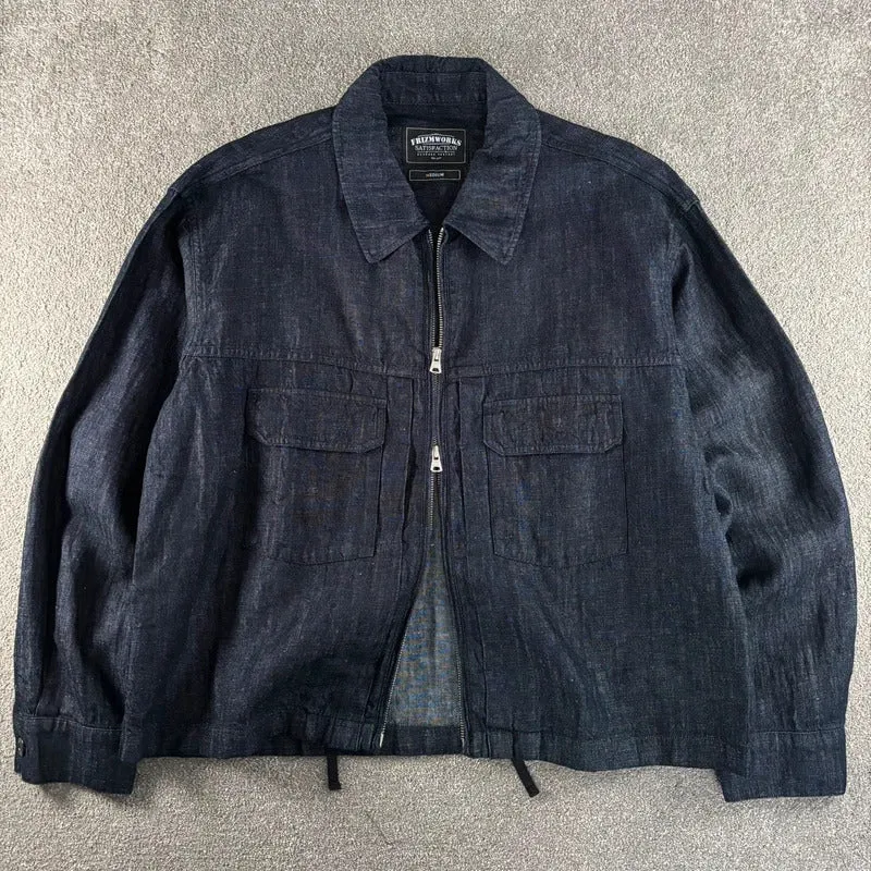 Frizmworks Linen Boxy Overshirt Indigo M sold by WearHouse UK product image thumbnail 3