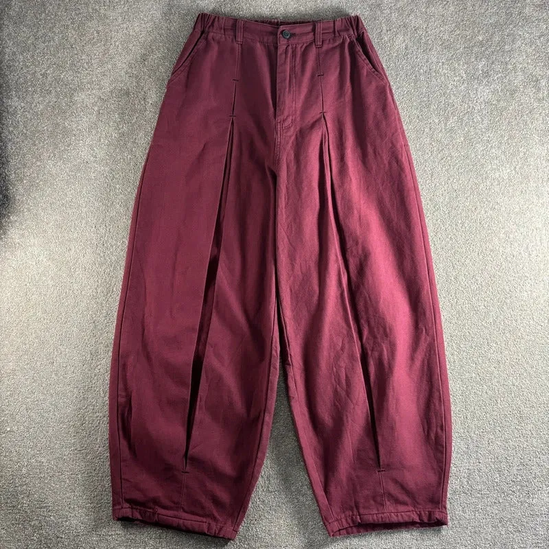 Anglan Double Pleat Balloon Pant Burgundy L made by Anglan