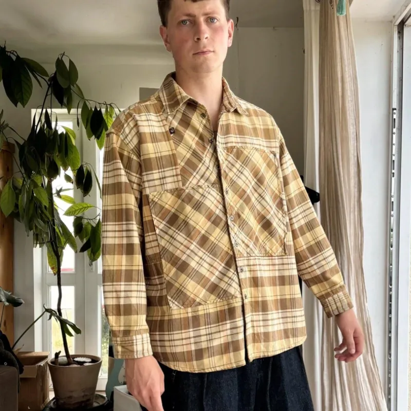 Hai by Issey Miyake Plaid Flannel Shirt Beige M made by Issey Miyake