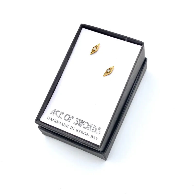 Diamond & solid 14ct gold studs sold by Ace of Swords