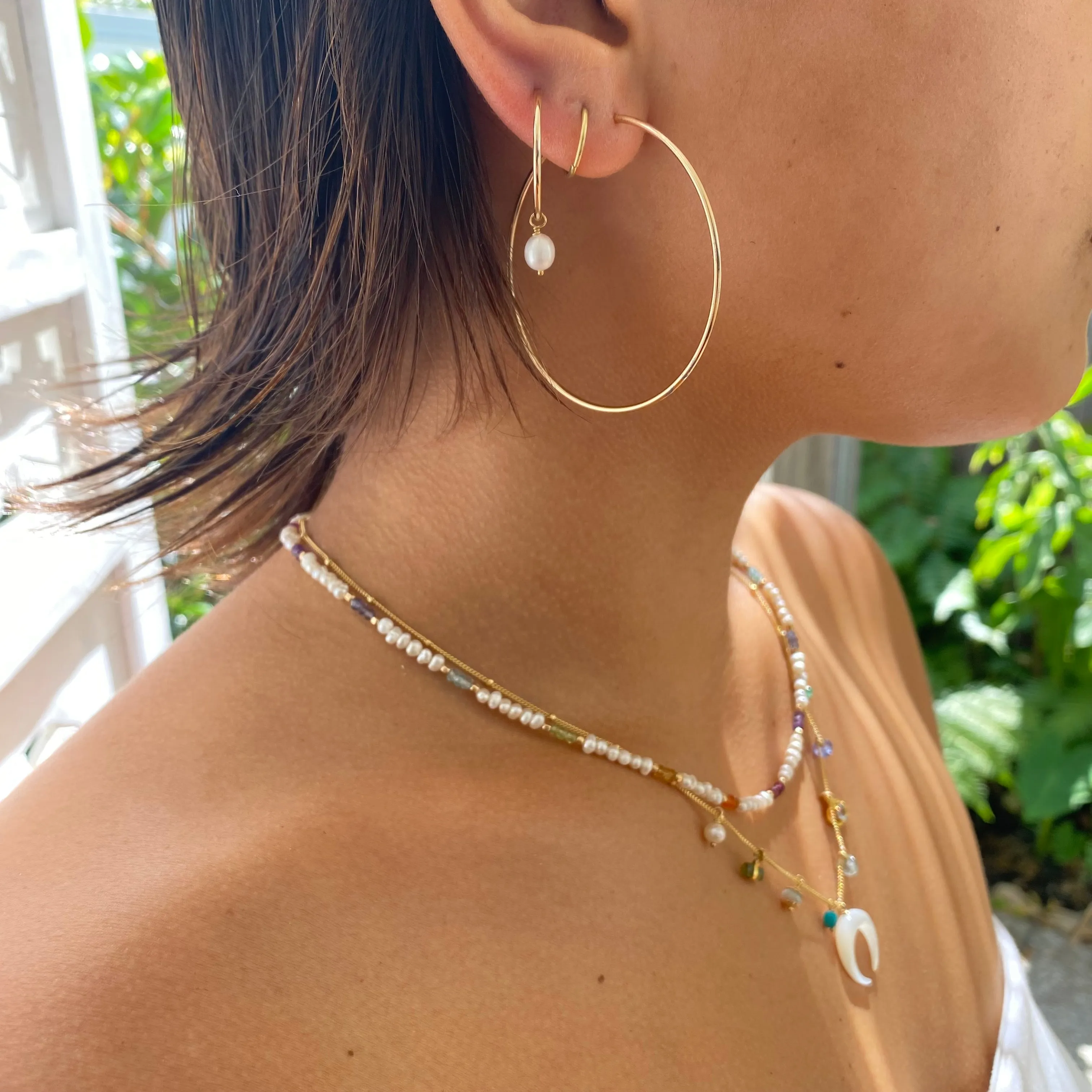 Classic pearl hoops sold by Ace of Swords product image thumbnail 2