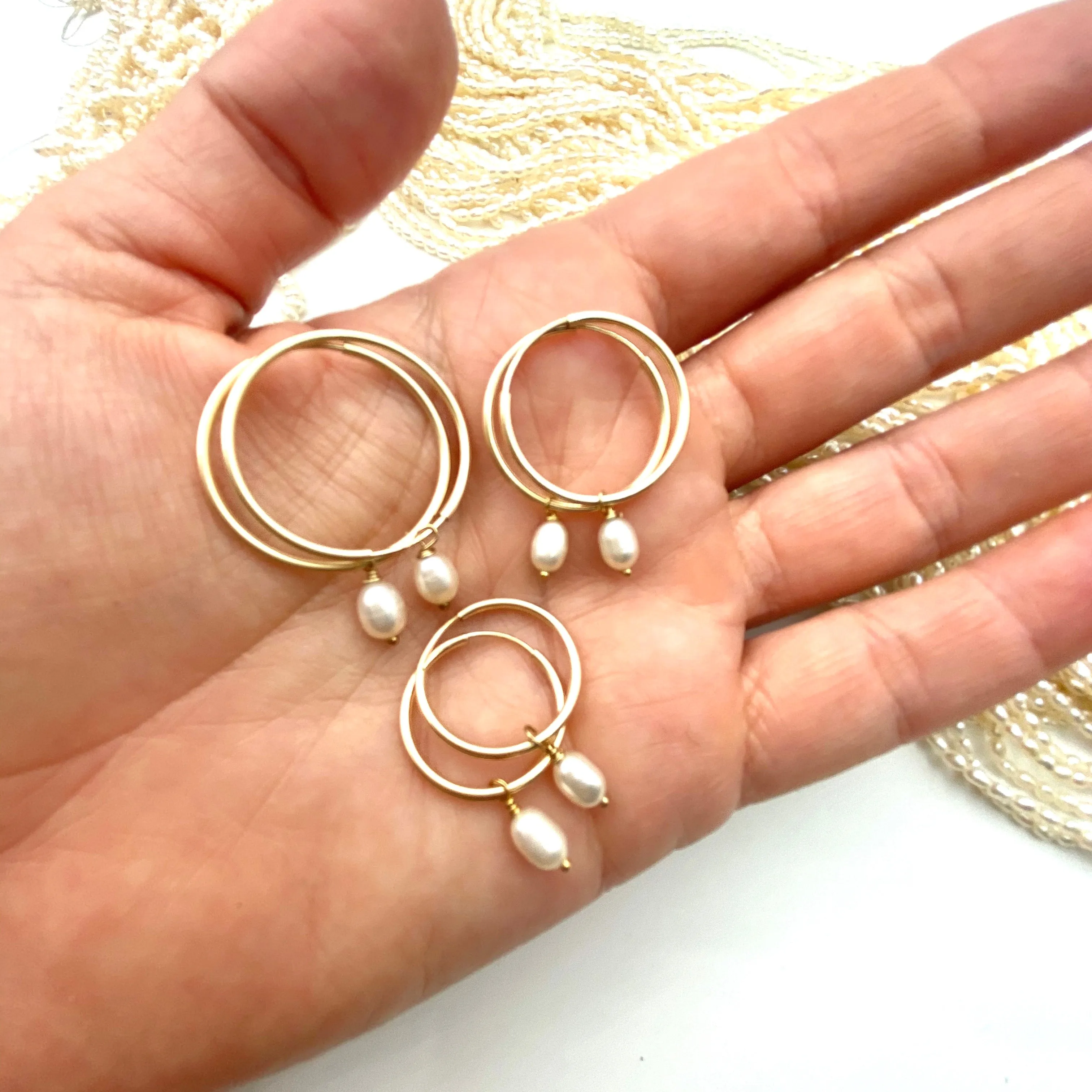 Classic pearl hoops sold by Ace of Swords product image thumbnail 4