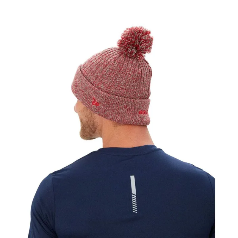 BAUER NE TEAM MARL ADULT POM KNIT TOQUE - HEATHER GREY/RED sold by Pro Hockey Life