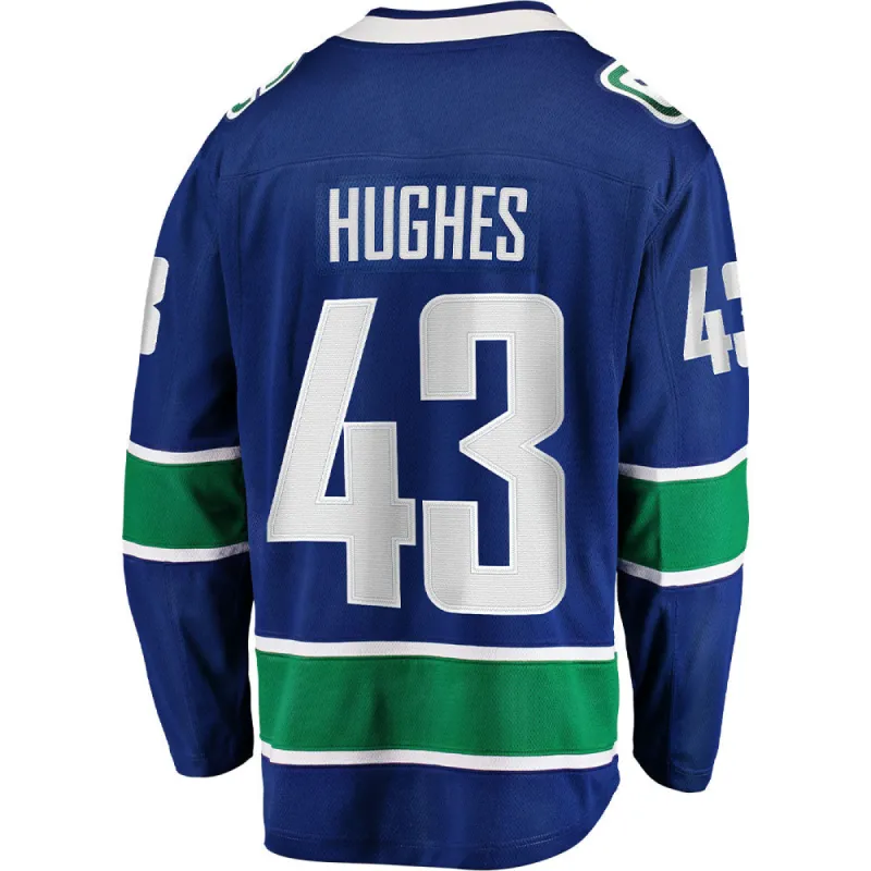 Fanatics Vancouver Canucks Quinn Hughes Adult Home Breakaway Jersey sold by Pro Hockey Life