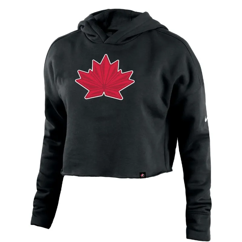 Nike Team Canada Women's 2022 Campus Black Crop Hoodie sold by Pro Hockey Life
