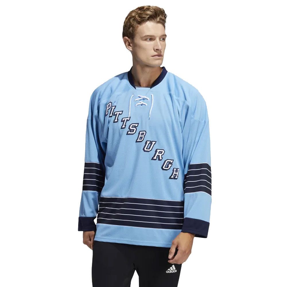 PITTSBURGH PENGUINS ADIDAS TEAM CLASSICS ADULT BABY BLUE HOCKEY JERSEY sold by Pro Hockey Life product image thumbnail 2