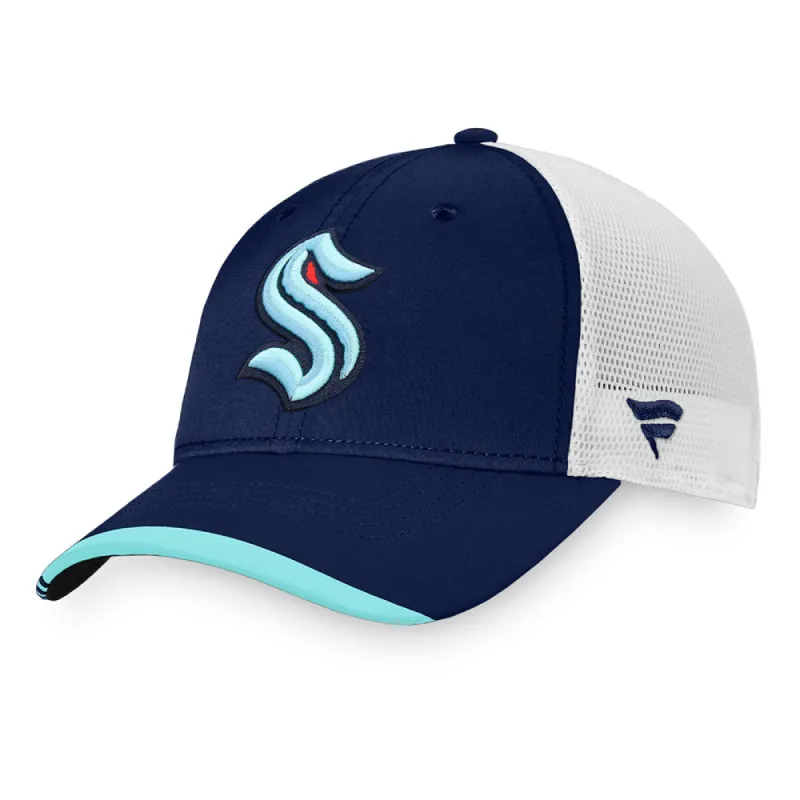 SEATTLE KRAKEN FANATICS MEN'S AUTHENTIC PRO LOCKER ROOM ALTERNATE LOGO ADJUSTABLE MESH HAT sold by Pro Hockey Life