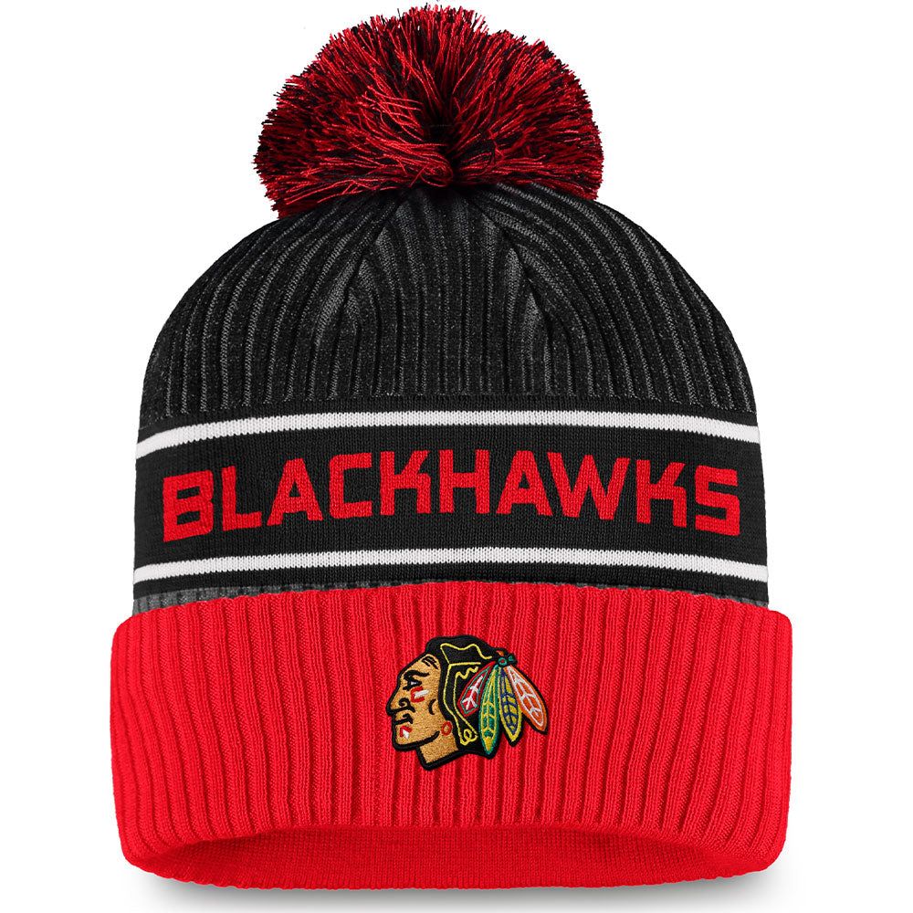 CHICAGO BLACKHAWKS FANATICS MEN'S AUTHENTIC PRO LOCKER ROOM BEANIE CUFF POM TOQUE sold by Pro Hockey Life