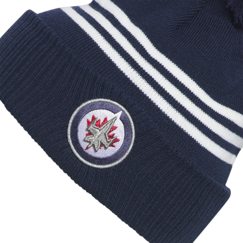 ADIDAS WINNIPEG JETS NAVY CUFFED KNIT POM TOQUE sold by Pro Hockey Life product image thumbnail 3