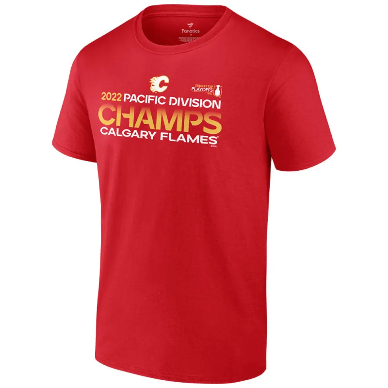 Fanatics Calgary Flames 2022 Pacific Division Champions T Shirt sold by Pro Hockey Life