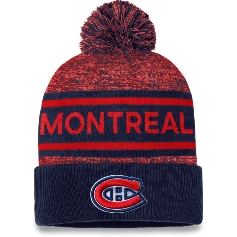 Fanatics Montreal Canadiens Adult Authentic Pro Heathered Cuffed Pom Toque sold by Pro Hockey Life