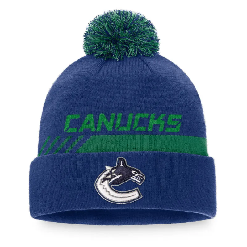VANCOUVER CANUCKS FANATICS MEN'S AUTHENTIC PRO LOCKER ROOM BEANIE CUFF POM TOQUE sold by Pro Hockey Life