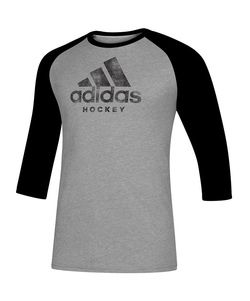 ADIDAS ADULT HOCKEY 3/4 SLEEVE RAGLAN SHIRT - GREY/BLACK sold by Pro Hockey Life
