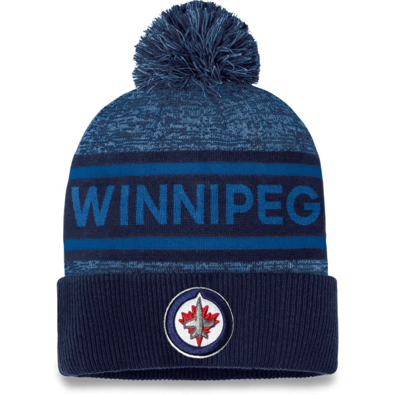 Fanatics Winnipeg Jets Adult Authentic Pro Heathered Cuffed Pom Toque sold by Pro Hockey Life