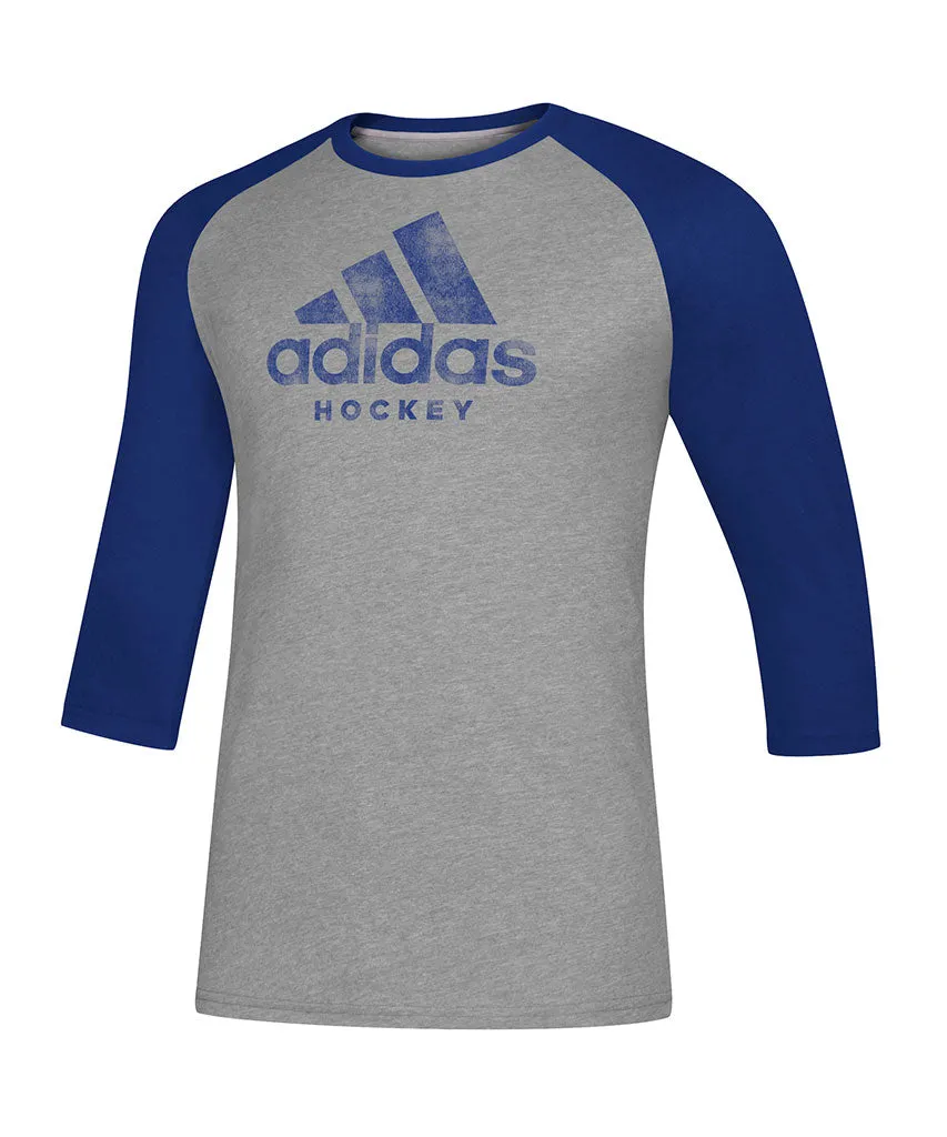 ADIDAS ADULT HOCKEY 3/4 SLEEVE RAGLAN SHIRT - GREY/BLUE sold by Pro Hockey Life