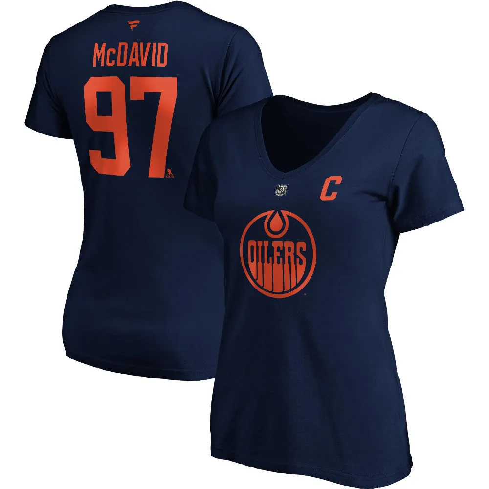 FANATICS WOMEN'S EDMONTON OILERS CONNOR MCDAVID NAME AND NUMBER NAVY T SHIRT sold by Pro Hockey Life product image thumbnail 3