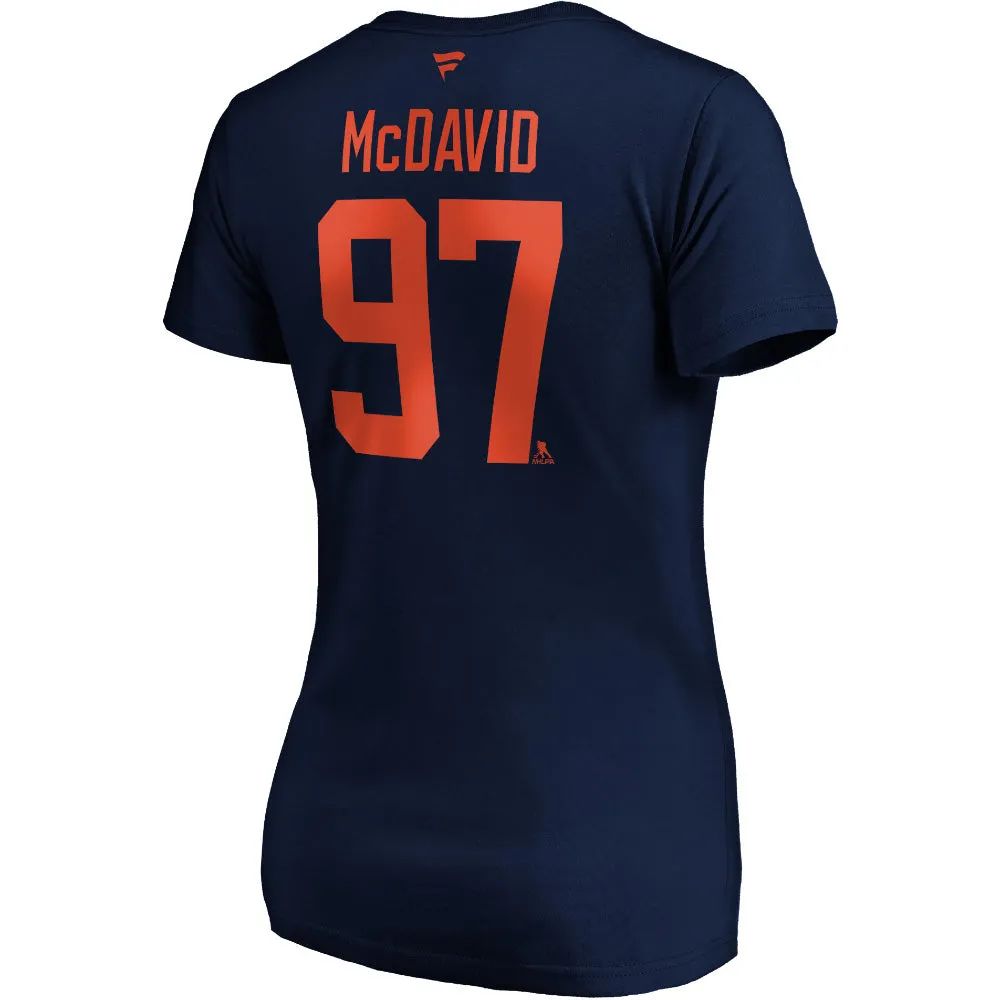 FANATICS WOMEN'S EDMONTON OILERS CONNOR MCDAVID NAME AND NUMBER NAVY T SHIRT sold by Pro Hockey Life
